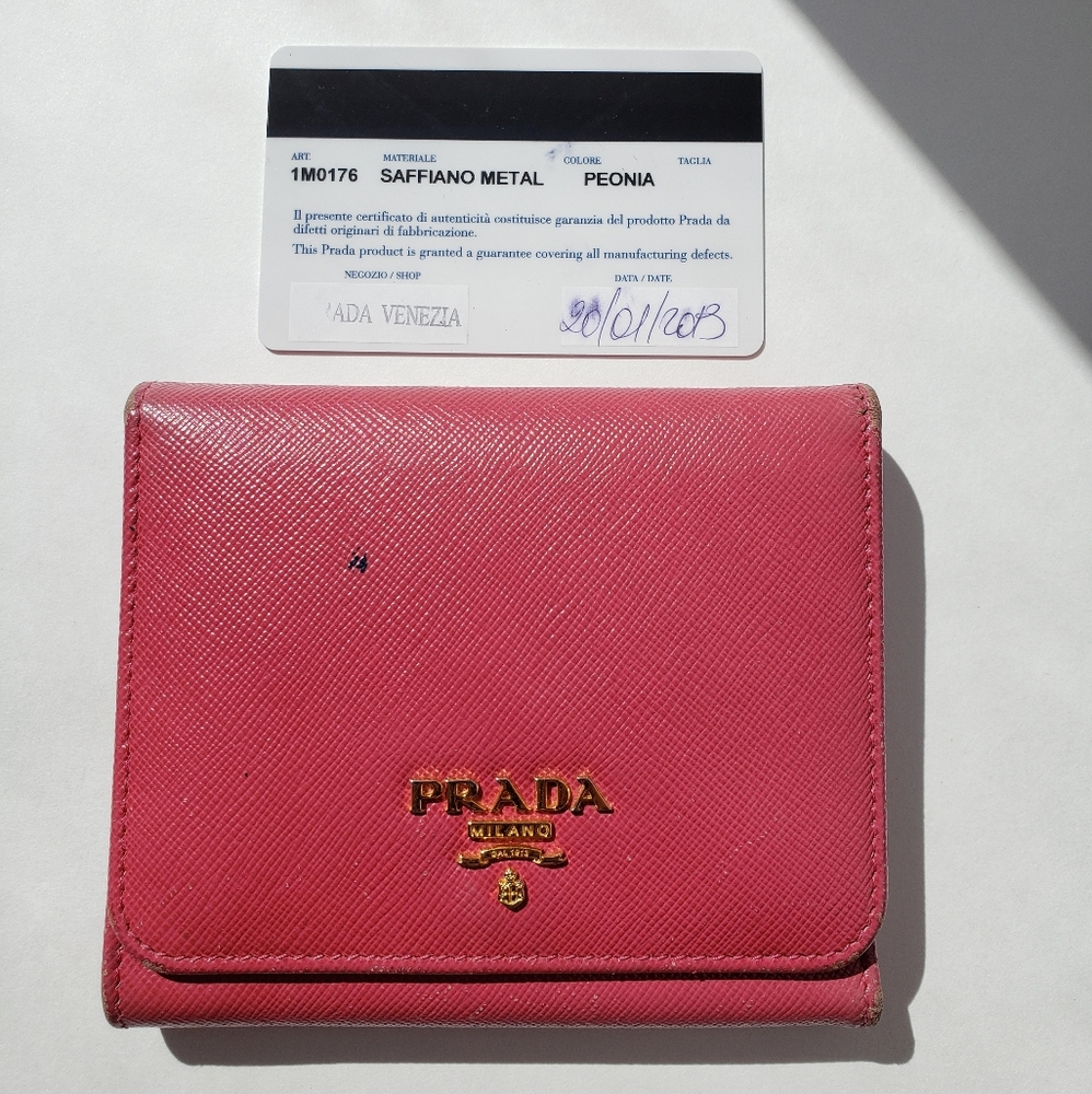 Authentic Prada Saffiano Trifold Compact Wallet